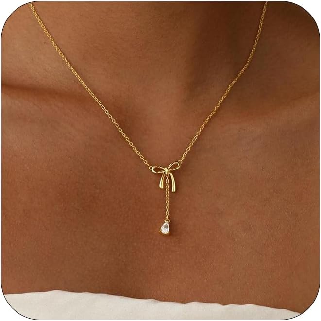 Gold Necklace Stack for Women Trendy - Dainty 14k Gold Plated Layered Lariat Necklace Y-Shaped Necklaces Set Layered Choker Necklaces for Women Jewelry Gifts