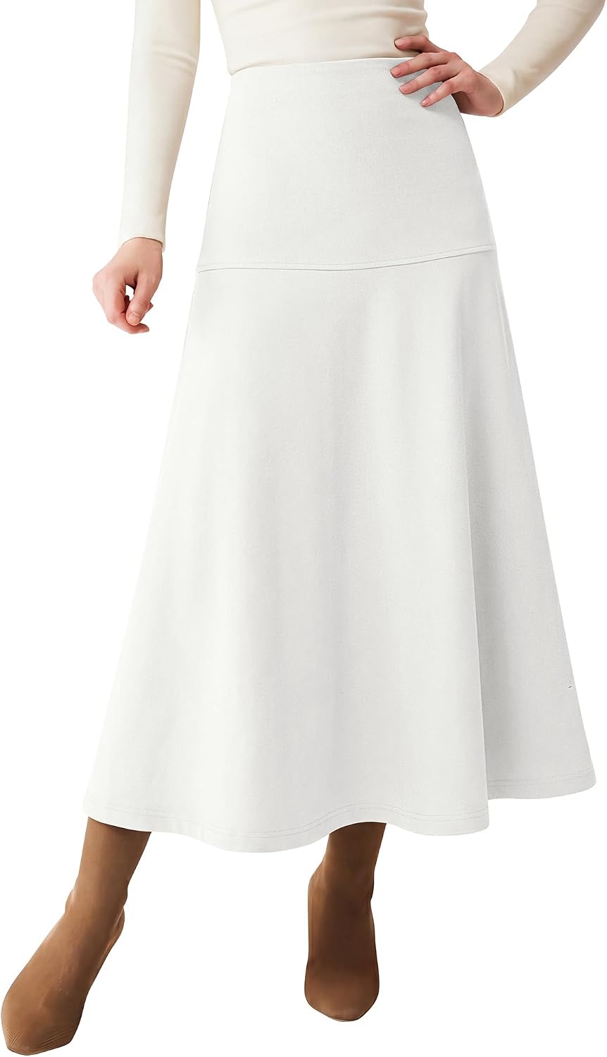 Thermal Fleece Long Skirts Flowy Elegant Dressy Casual Business