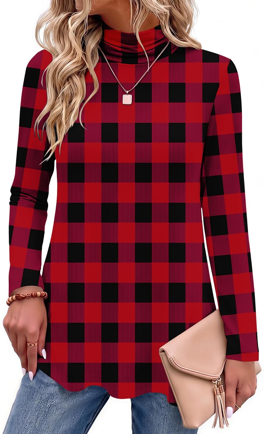 Women Mock Neck Loose Fit Cute Tunic Tops | Fall clothes.