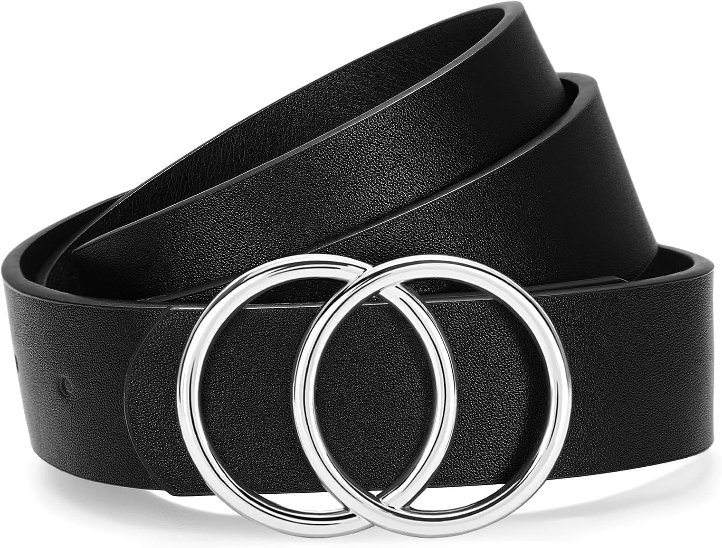 Womens Leather Belt for Jeans Pants Fashion Waist Belts Double Ring Buckle.Gold Buckle.leopard.