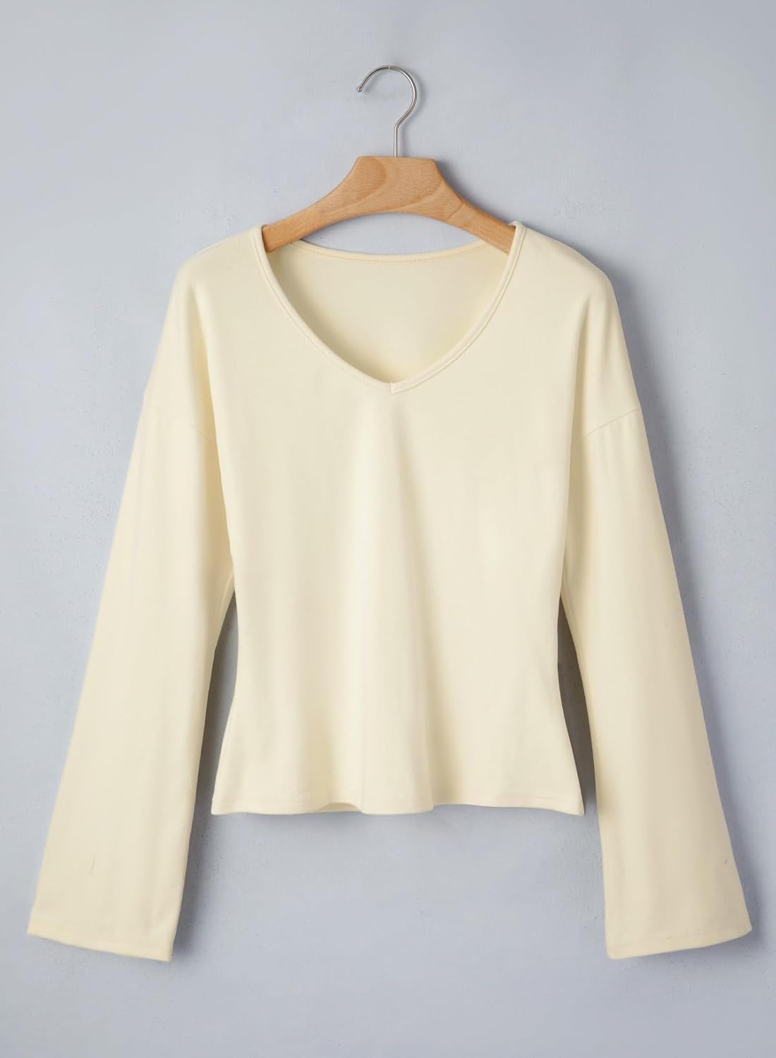 Women Dressy Casual 2026 Basic Fall Shirts Cute Tops | Long Bell Sleeve Trendy Tees V Neck