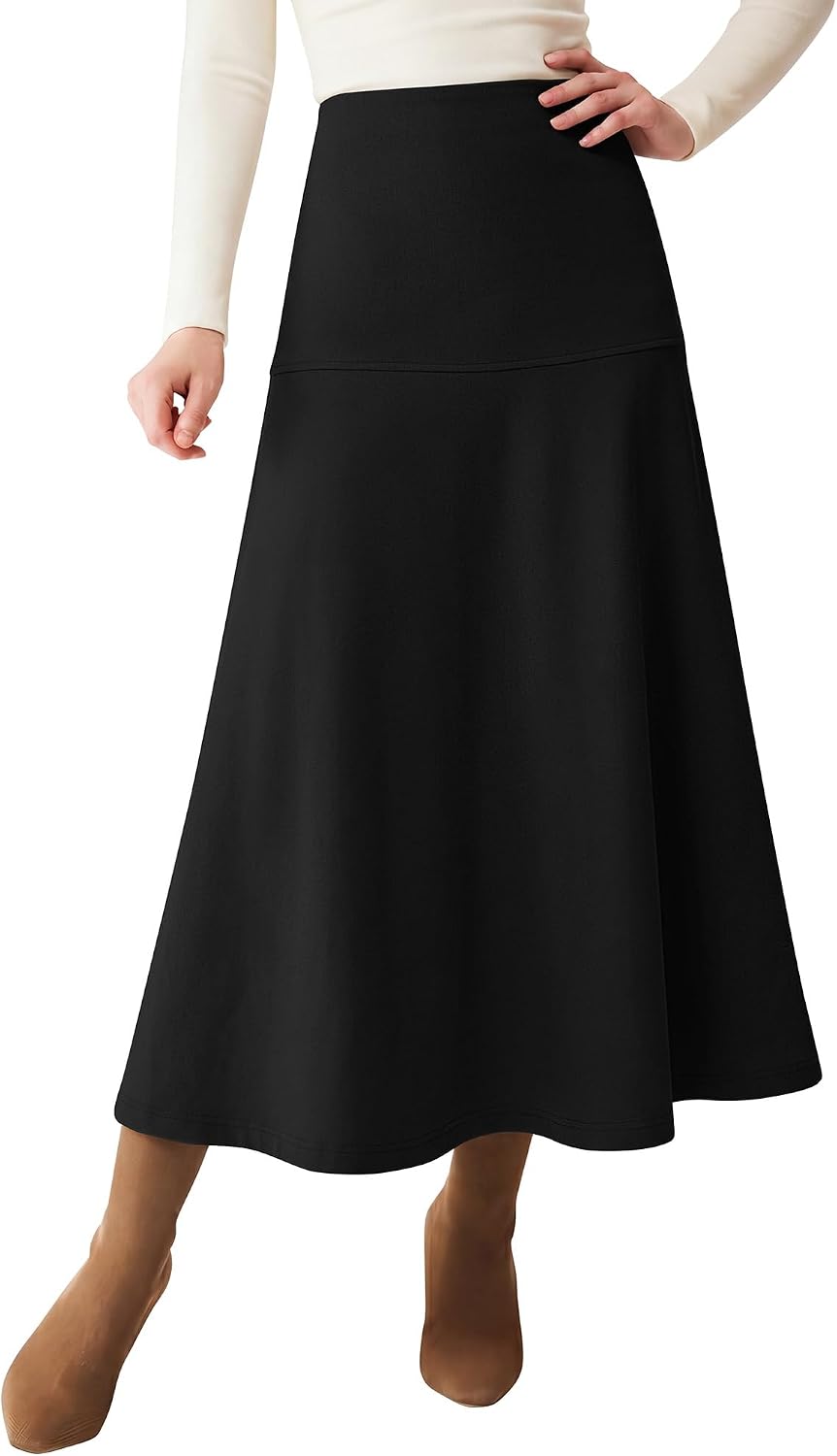 Thermal Fleece Long Skirts Flowy Elegant Dressy Casual Business