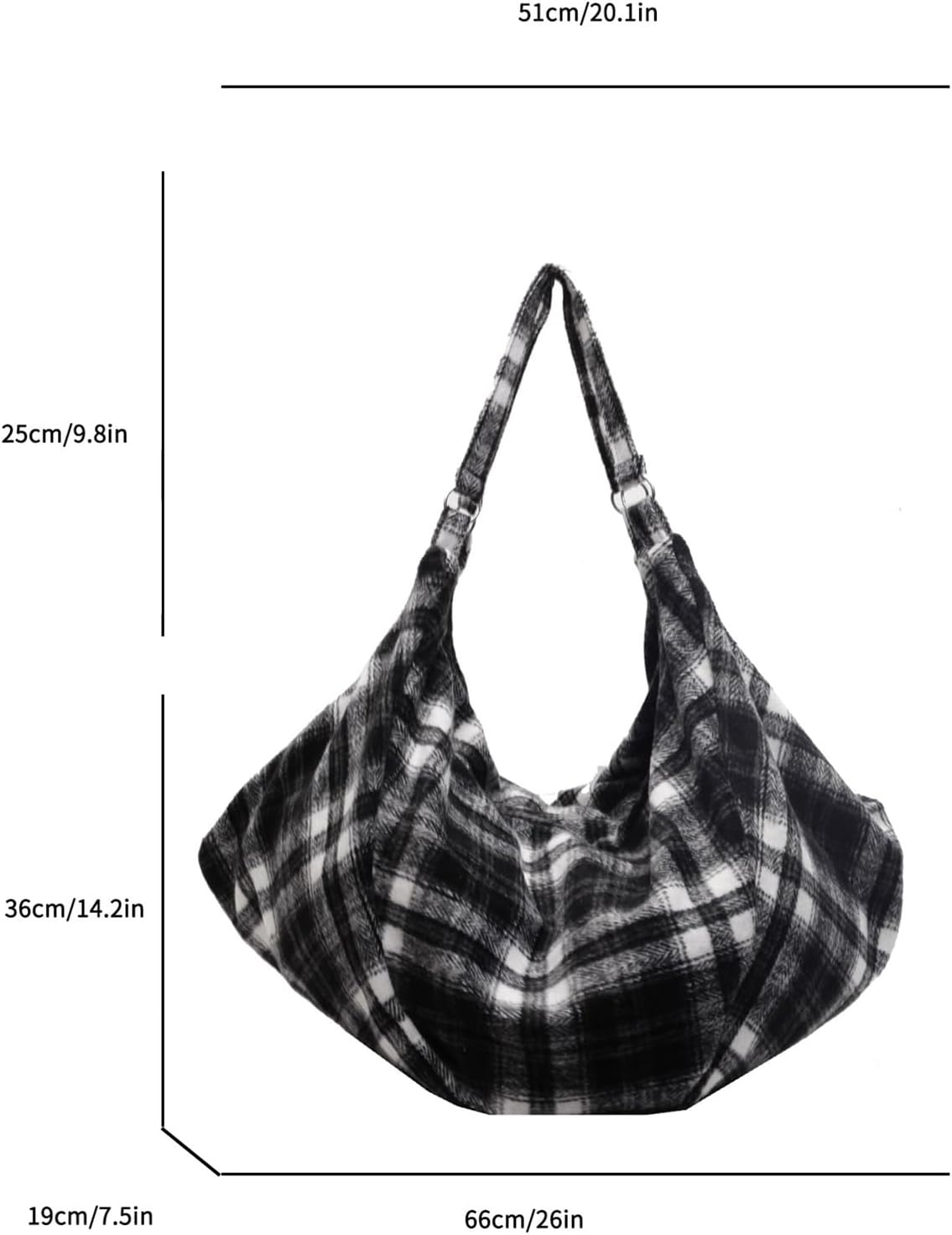 Women Large Capacity Retro Plaid Shoulder Bag | Korean Bag Hobo Bags with Zipper Vintage Pleated Bag Large Capacity Can be Carried on Both Shoulders