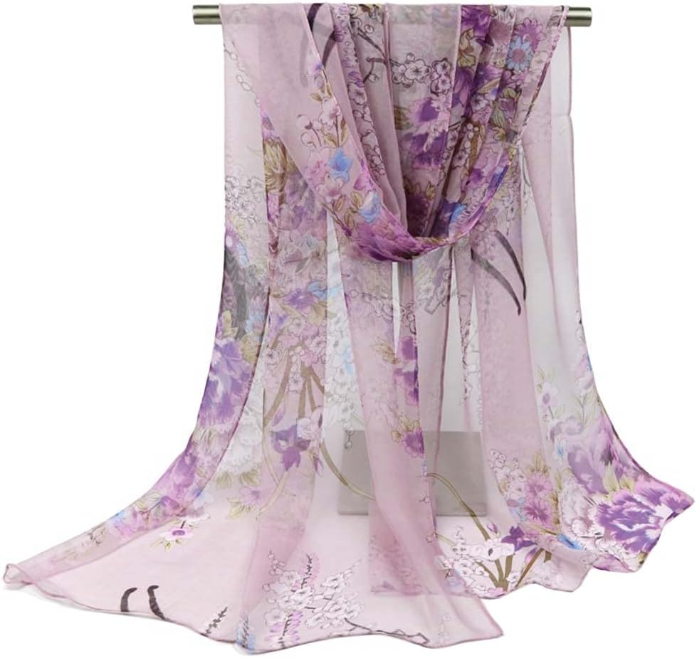 Women Lightweight Fashion Scarves Print Floral Pattern Scarf Shawl Wraps