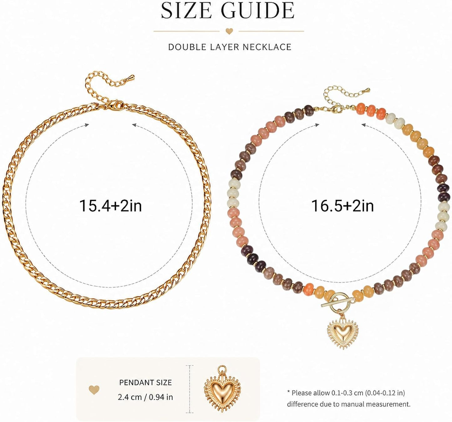 Trendy Statement Stack Necklace. Boho Beach Jewelry Gift with Heart Charm. Stone bead. Gold Pendant and Toggle Clasp