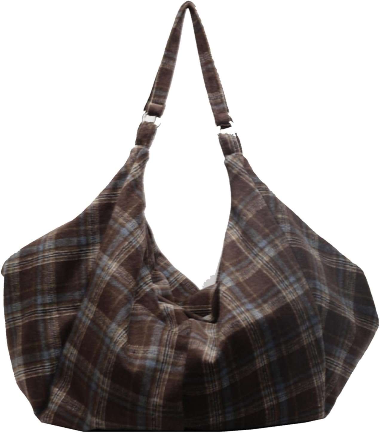 Women Large Capacity Retro Plaid Shoulder Bag | Korean Bag Hobo Bags with Zipper Vintage Pleated Bag Large Capacity Can be Carried on Both Shoulders