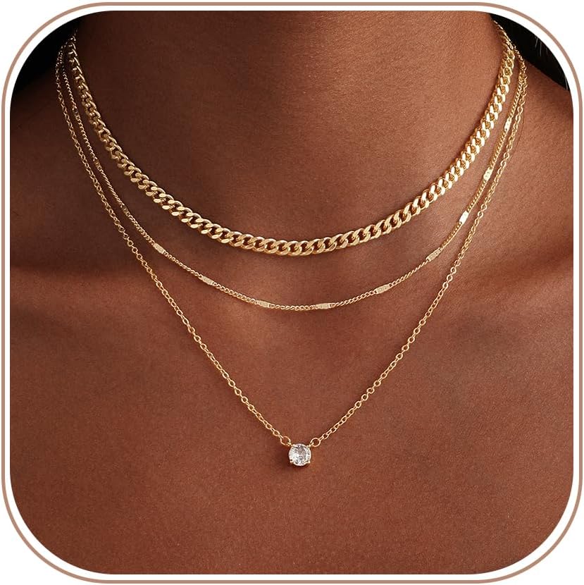 Gold Necklace Stack for Women Trendy - Dainty 14k Gold Plated Layered Lariat Necklace Y-Shaped Necklaces Set Layered Choker Necklaces for Women Jewelry Gifts