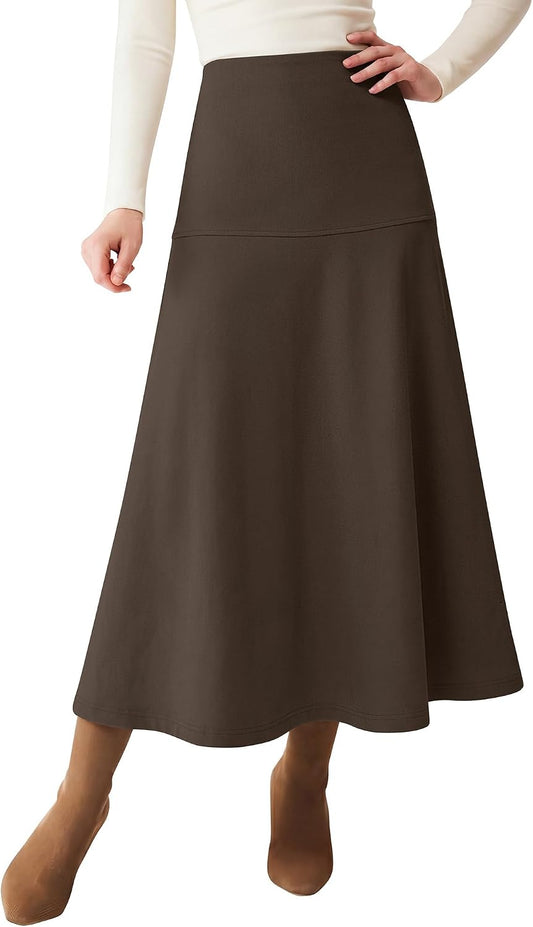 Thermal Fleece Long Skirts Flowy Elegant Dressy Casual Business