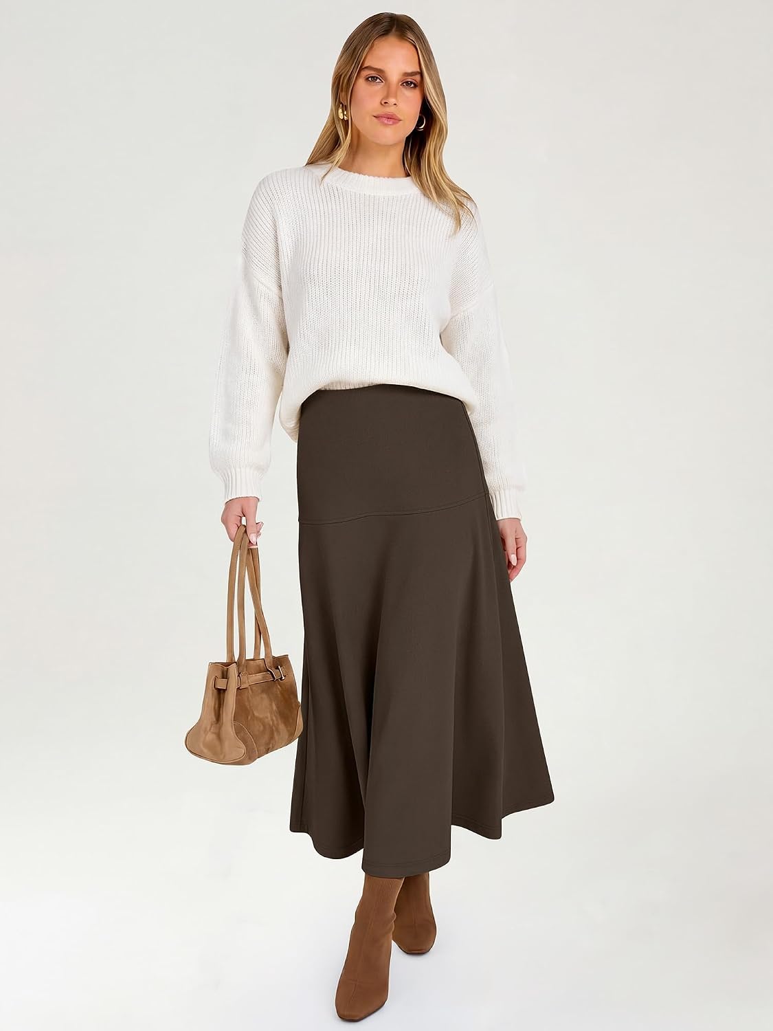 Thermal Fleece Long Skirts Flowy Elegant Dressy Casual Business