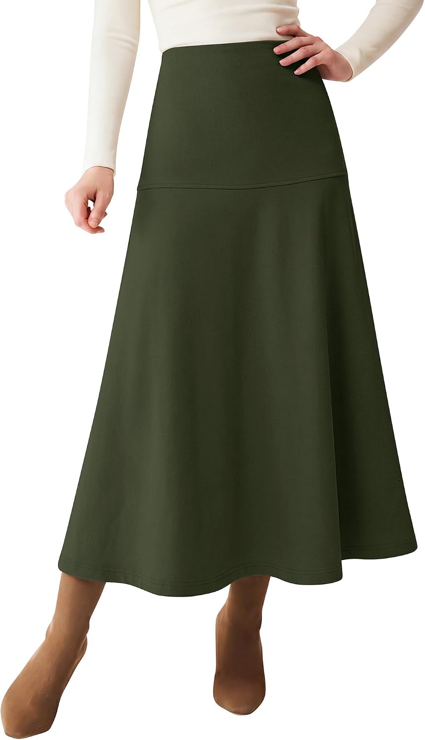 Thermal Fleece Long Skirts Flowy Elegant Dressy Casual Business