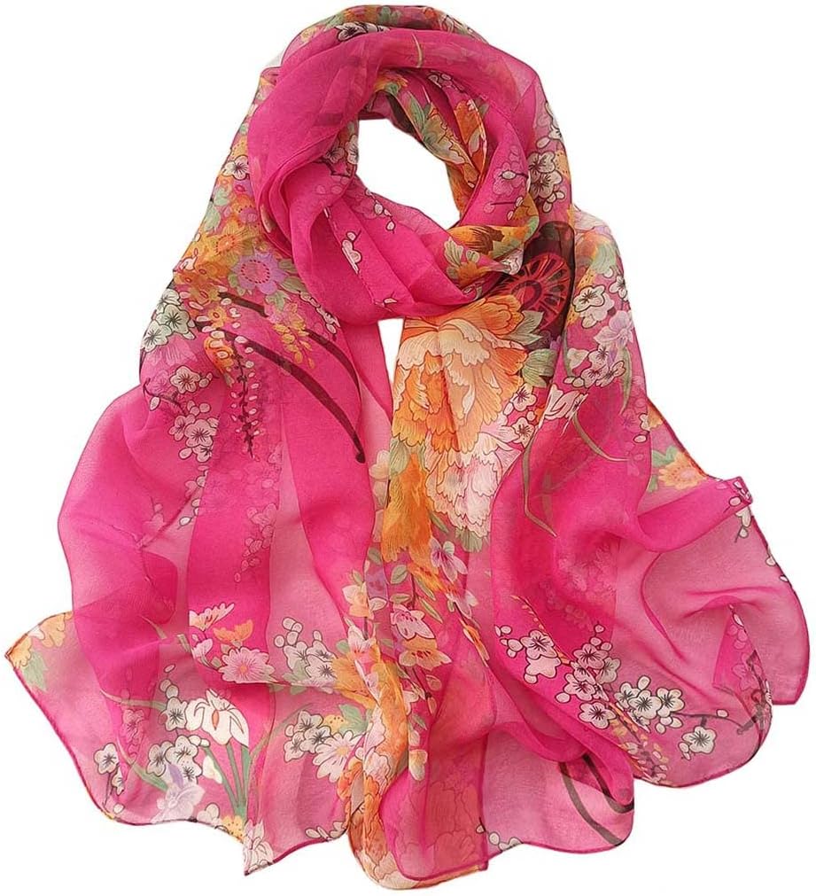 Women Lightweight Fashion Scarves Print Floral Pattern Scarf Shawl Wraps