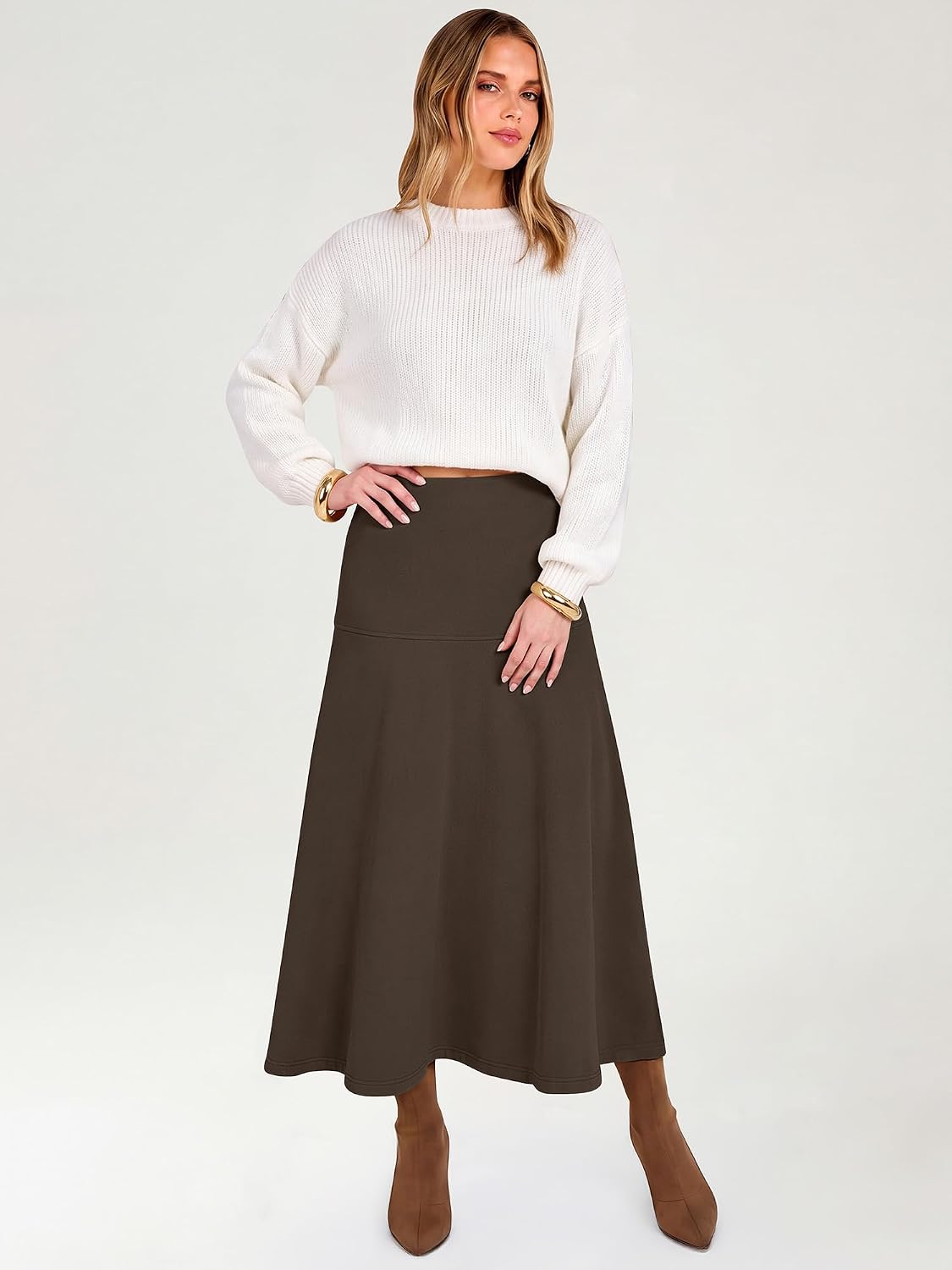 Thermal Fleece Long Skirts Flowy Elegant Dressy Casual Business