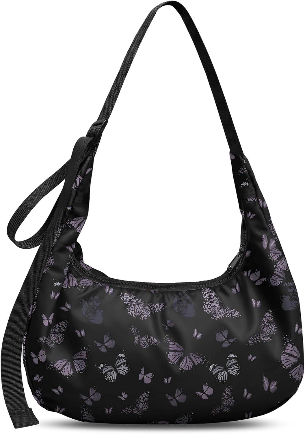 Waterproof Nylon. Adjustable Strap. Spacious and Stylish. Black Butterfly