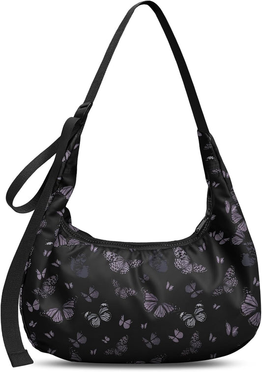 Waterproof Nylon. Adjustable Strap. Spacious and Stylish. Black Butterfly