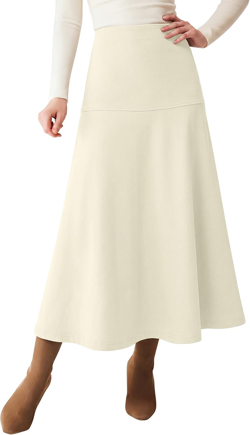 Thermal Fleece Long Skirts Flowy Elegant Dressy Casual Business