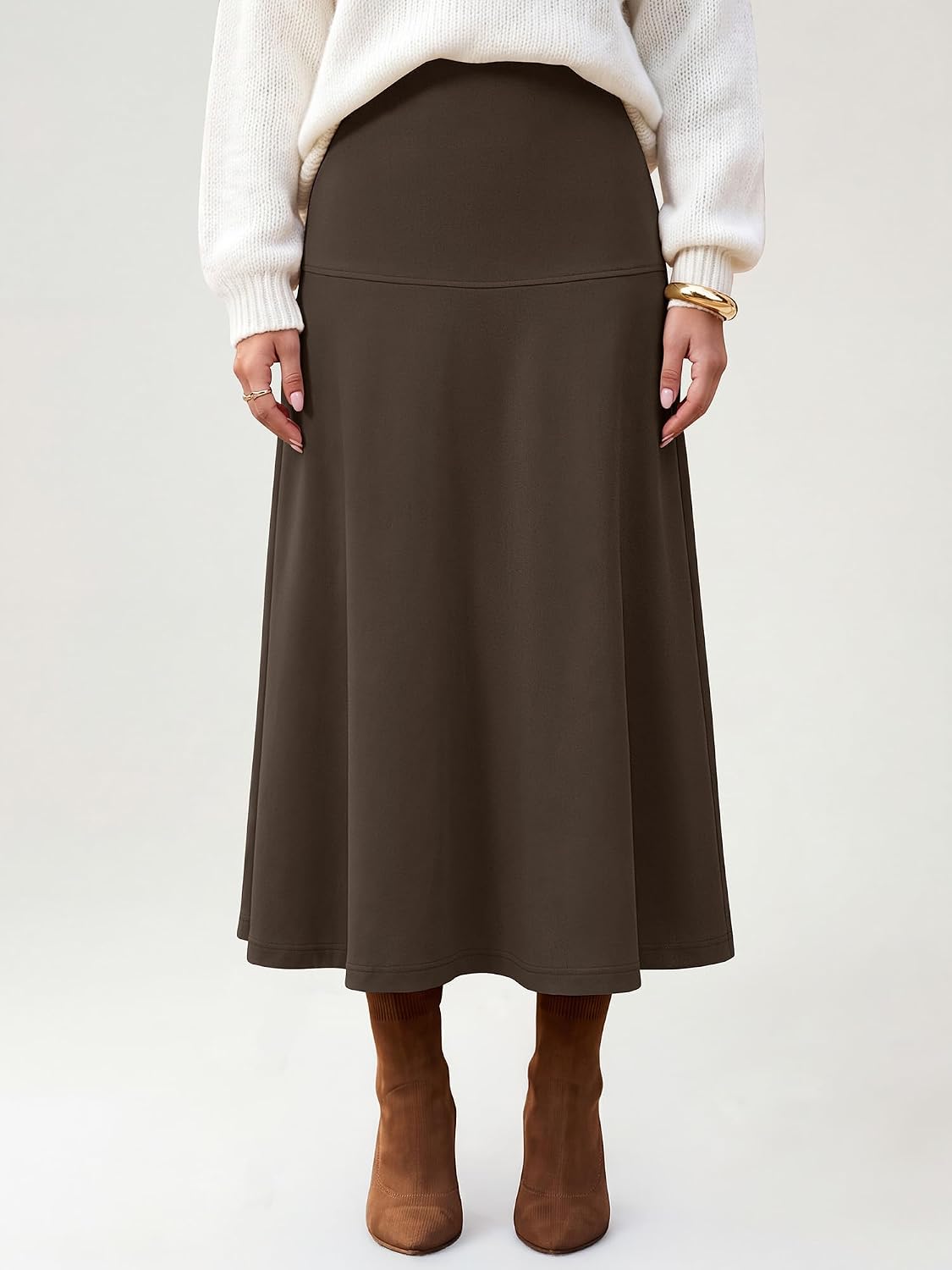 Thermal Fleece Long Skirts Flowy Elegant Dressy Casual Business