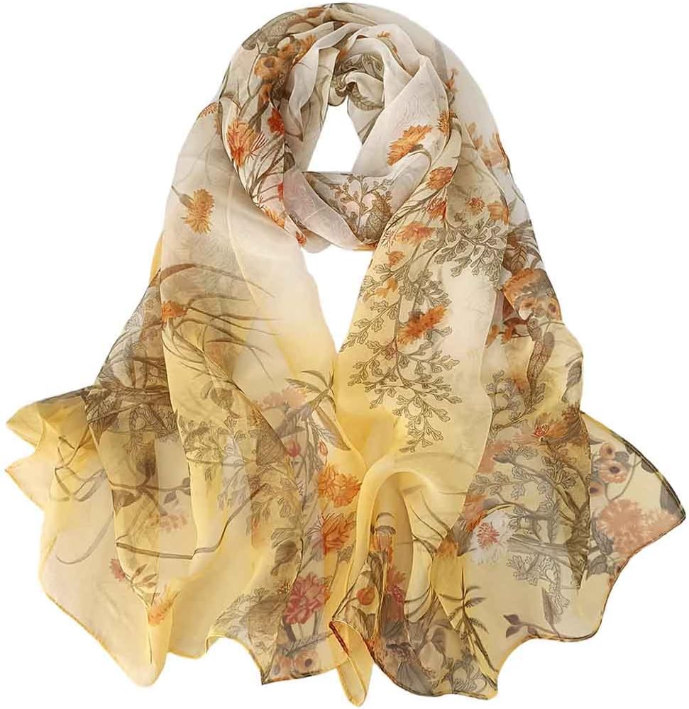 Women Lightweight Fashion Scarves Print Floral Pattern Scarf Shawl Wraps