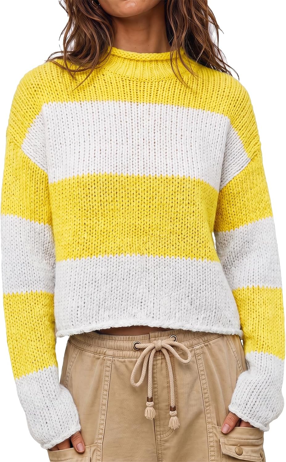 Womens Cropped Sweater Rolled Neck Knit Fall Pullover Tops Navy | Oversized.Mock Neck.Trendy Casual.Long Sleeve.Warm Winter.Loose Fit.Fall.Winter.