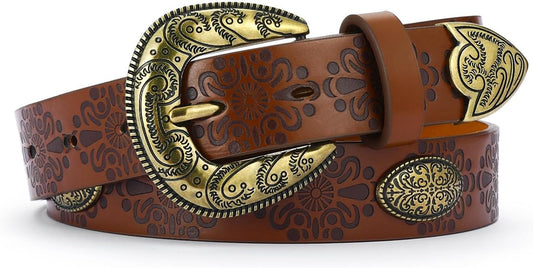 Women Stylish Brown Cowboy Vintage Belt