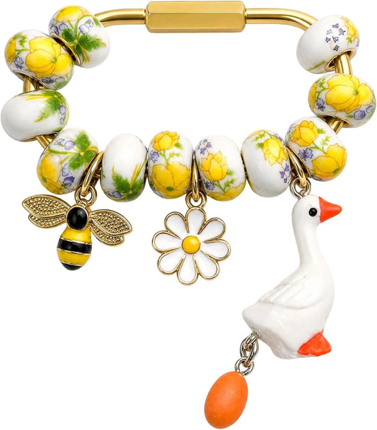 Cute Flower Brass Screw Locking Keychain