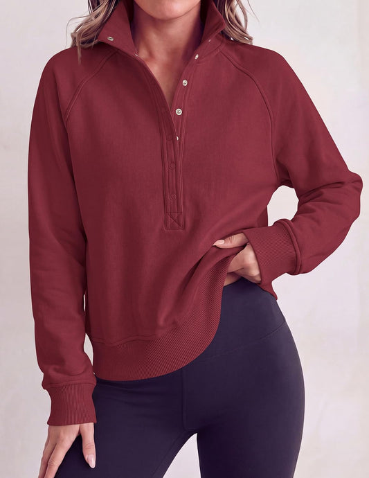 Comfy Ribbed. Raglan Long Sleeve. Collared Button Up. Pullover Tops. Casual Workout. Y2K Outfits. Winter Fashion Clothing