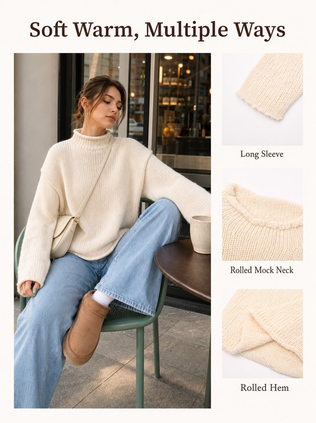 Womens Cropped Sweater Rolled Neck Knit Fall Pullover Tops Navy | Oversized.Mock Neck.Trendy Casual.Long Sleeve.Warm Winter.Loose Fit.Fall.Winter.