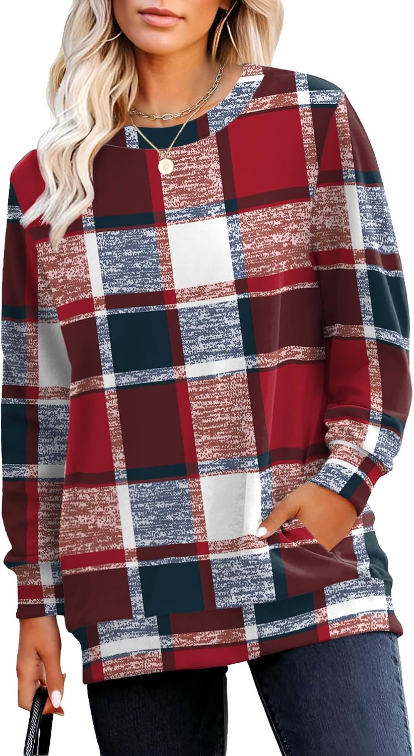 Sweatshirt for Women Plain Long Sleeve Top with Pocket | Ladies Crew Neck Casual Sweaters Outfits
