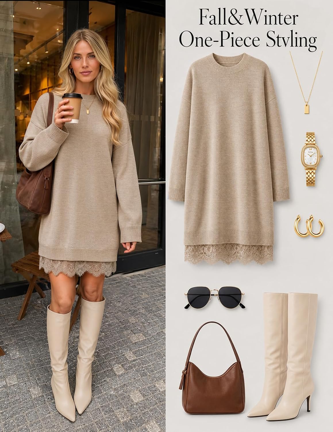 Patchwork. Crew Neck. Above Knee Length. Twofer Pullover. Ribbed. Drop Shoulder. Loose Fit. Soft.
