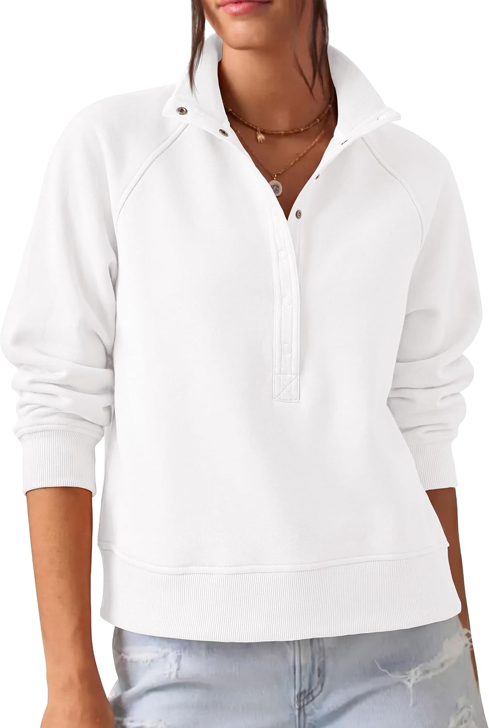 Comfy Ribbed. Raglan Long Sleeve. Collared Button Up. Pullover Tops. Casual Workout. Y2K Outfits. Winter Fashion Clothing