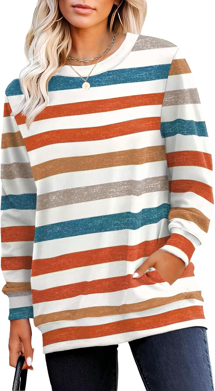 Sweatshirt for Women Plain Long Sleeve Top with Pocket | Ladies Crew Neck Casual Sweaters Outfits