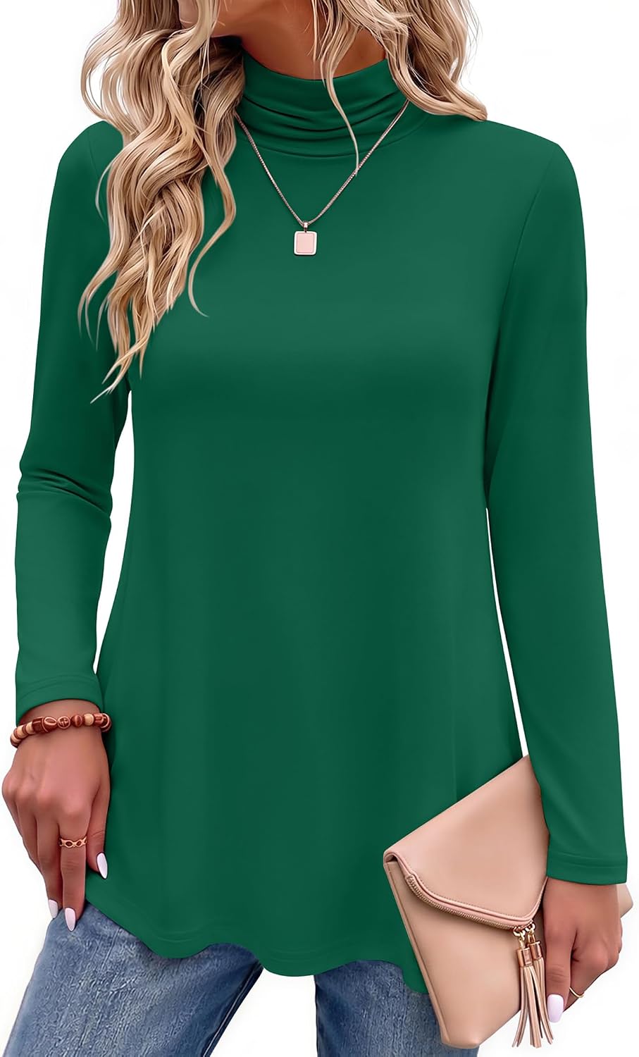 Women Mock Neck Loose Fit Cute Tunic Tops | Fall clothes.