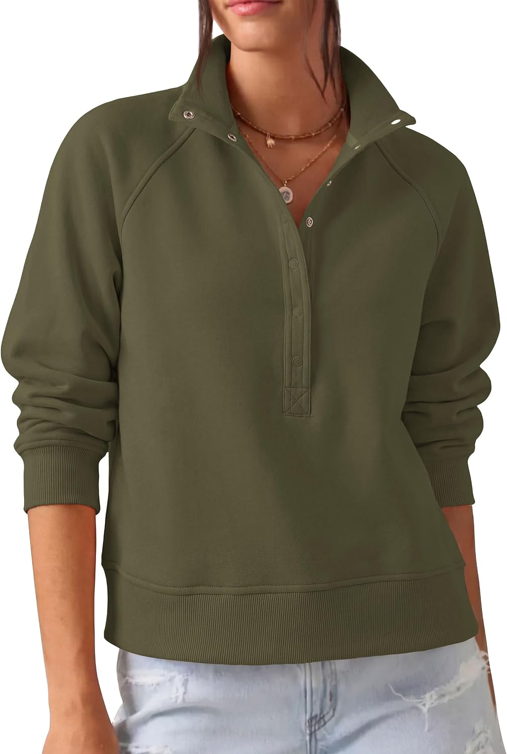 Comfy Ribbed. Raglan Long Sleeve. Collared Button Up. Pullover Tops. Casual Workout. Y2K Outfits. Winter Fashion Clothing