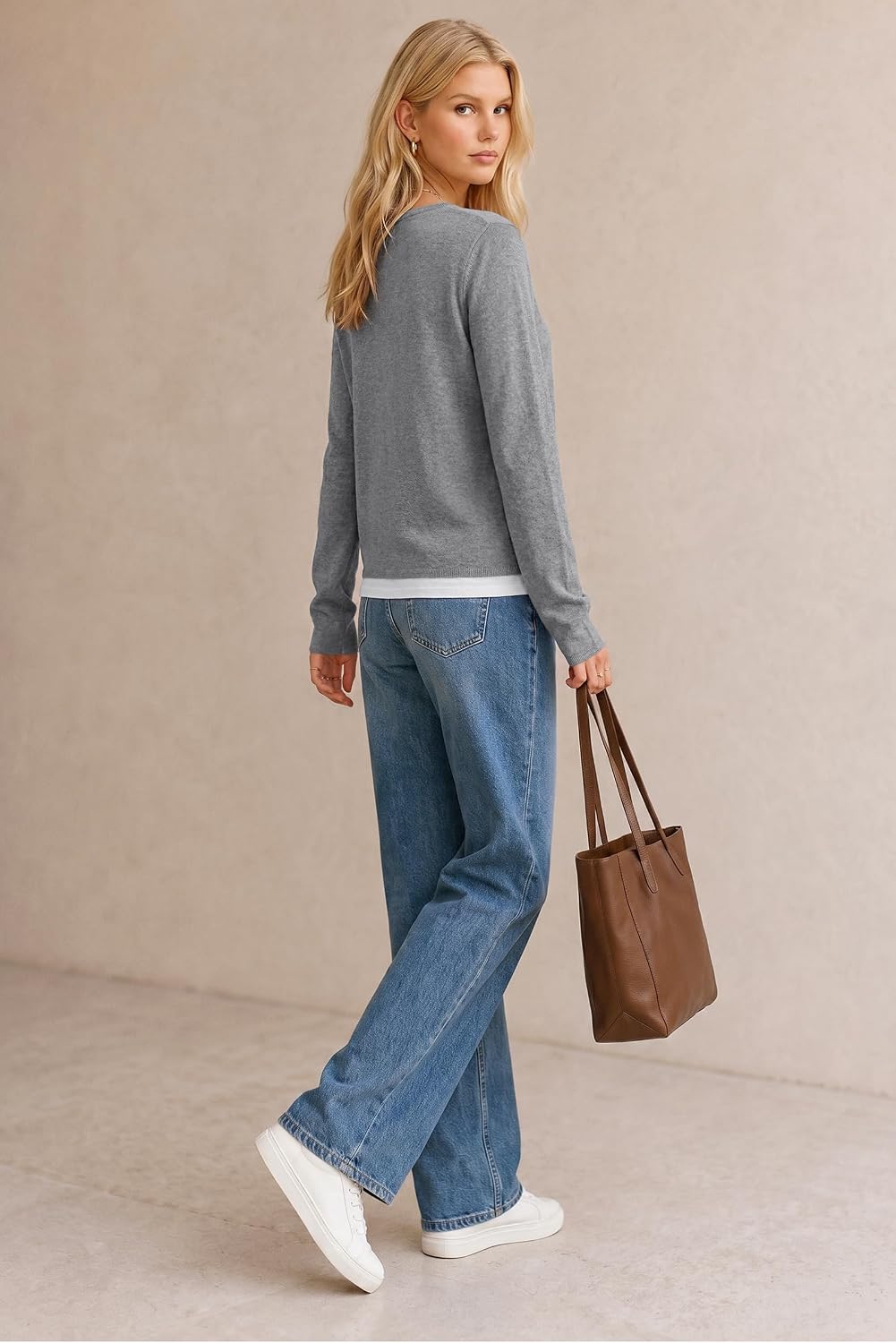 Womens Cashmere Fall Sweater Tops Long Sleeve Casual Trendy Fashion Outfits Gray