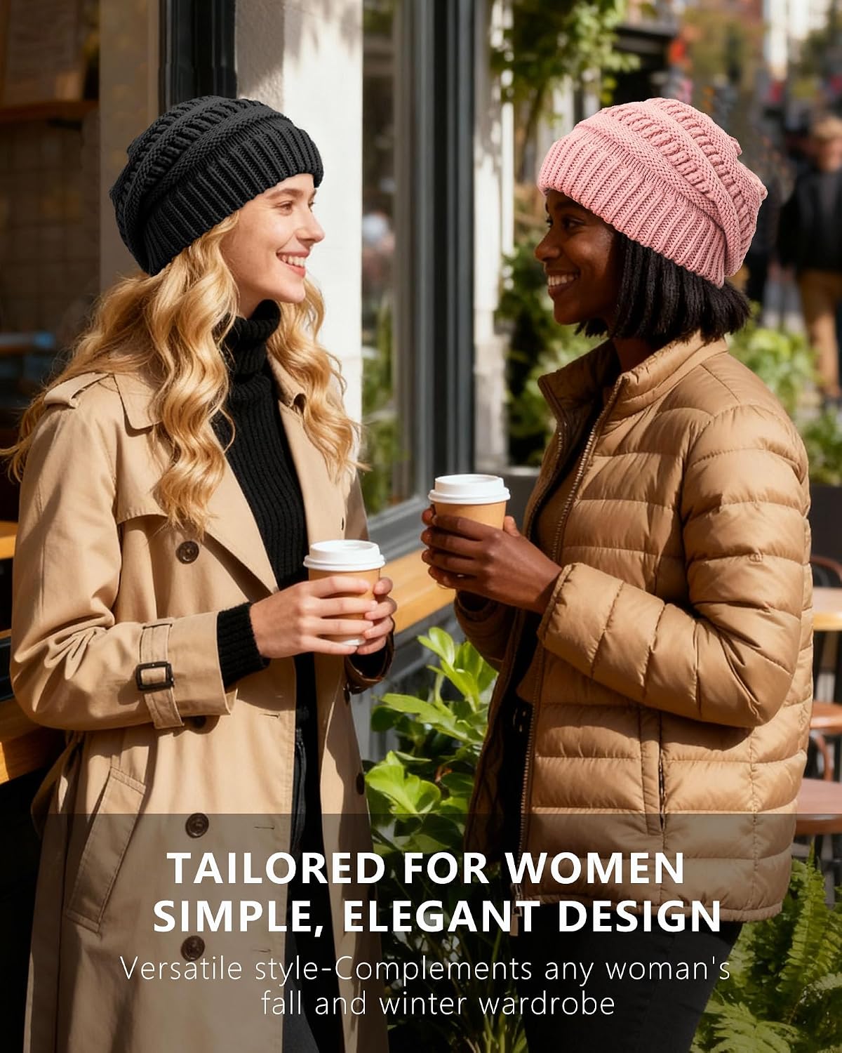 Women Thick Wool Winter Beanies Hats | 50% Wool Warm Knitting Slouch Hat for Womens Ladies Girls .