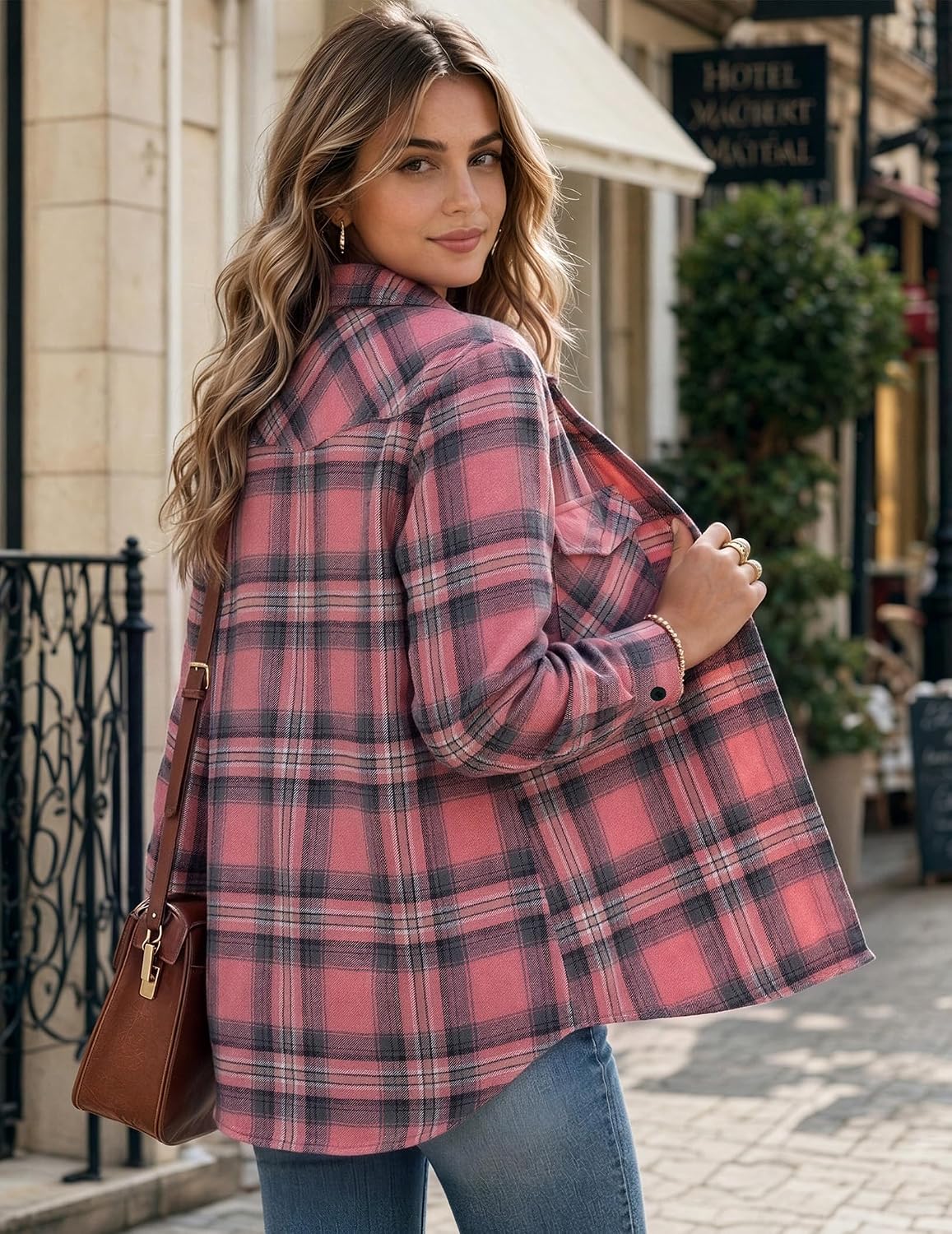 Women's Flannel Shirts Plaid Shacket Cotton Fall Tops with Pockets | Cotton Blend Plaid Material Loose Baggy Shacket Shirt Design 90s Vintage Style Festival Looks
