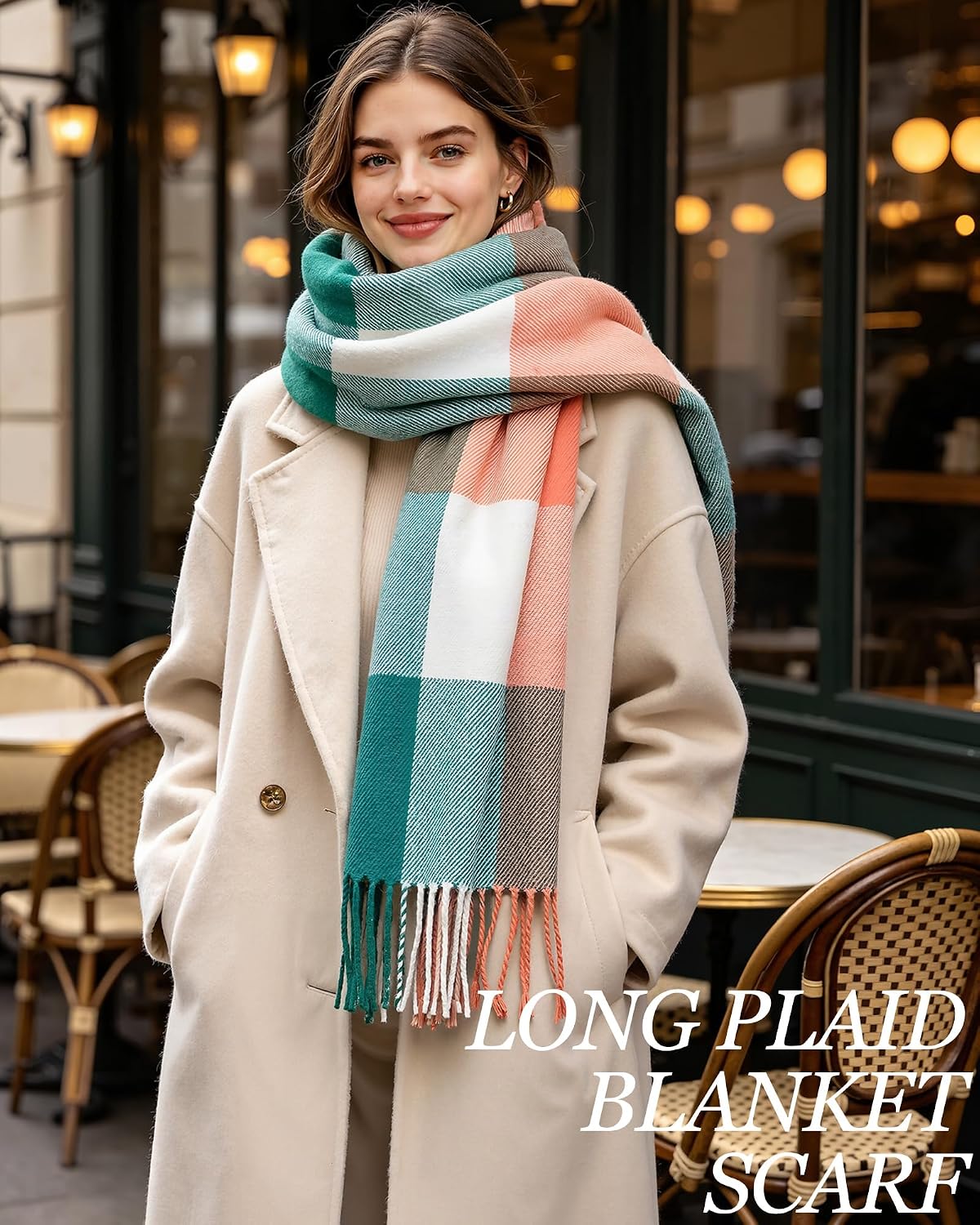 Women Long Plaid Scarves Ladies Gifts | Warm Cashmere-Like Softness. Chic Plaid Design. Versatile Wrap Shawl. Oversized Blanket Scarf.