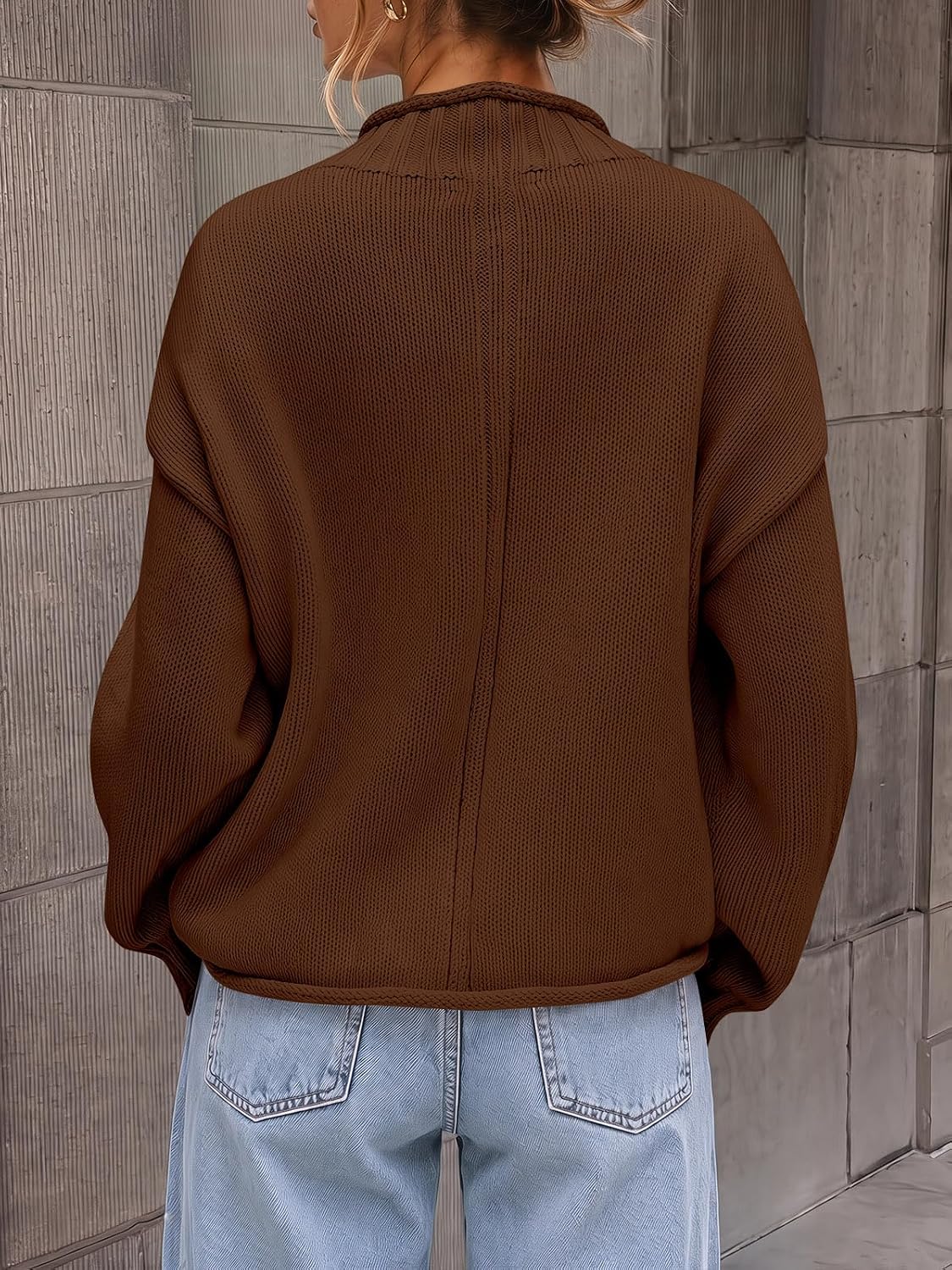 Womens Oversized Sweaters Mock Neck Chunky Knit Pullover Tops | Long Sleeve. Fall Winter.