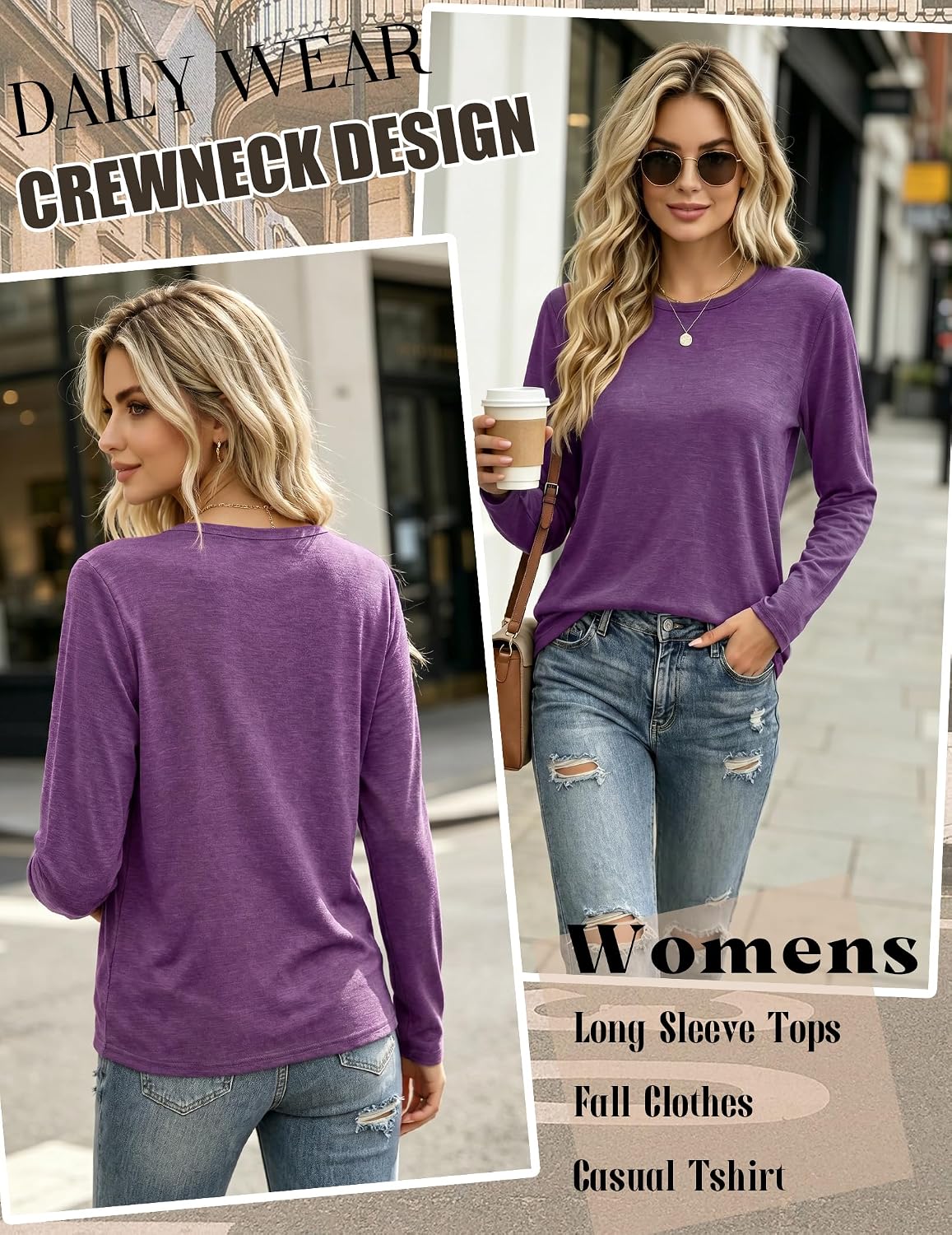 Women Trendy Long Sleeve Tshirts Underscrubs Layer Tee Lightweight Crewneck Plain Shirts