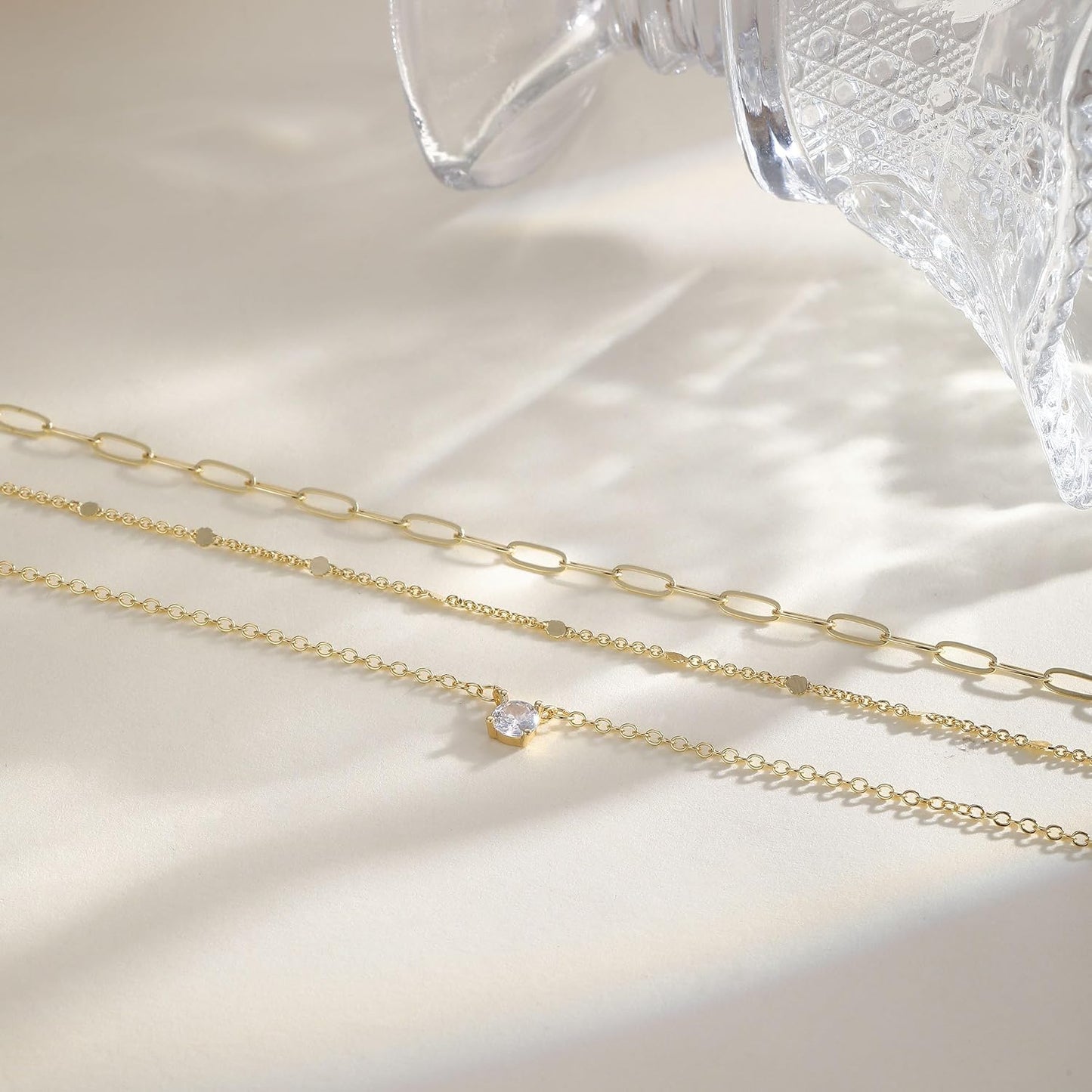 Gold Necklaces for Women. Stackable 14K Gold Plated Non-Tarnish
