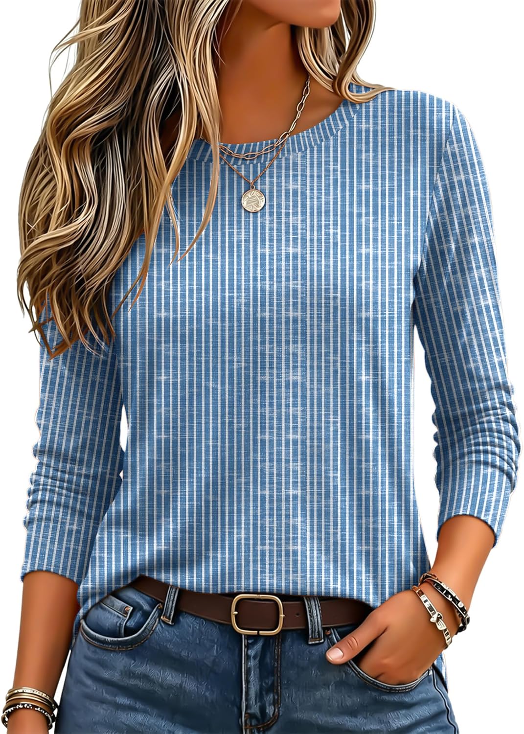 Women Trendy Long Sleeve Tshirts Underscrubs Layer Tee Lightweight Crewneck Plain Shirts