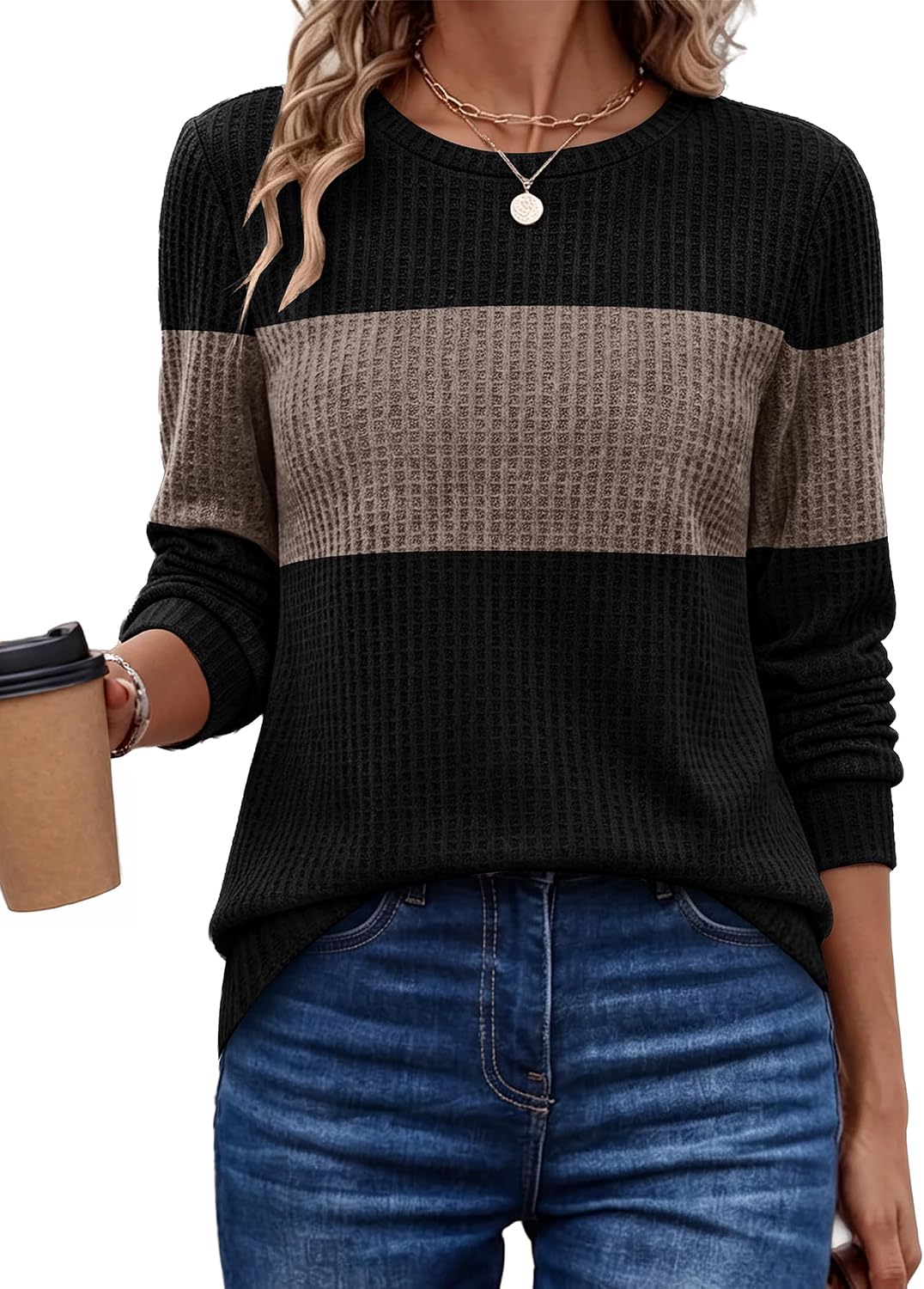 Waffle Knit. Winter Clothing. Sweatshirt for Women. Business Casual Outfits. Holiday. Ladies.