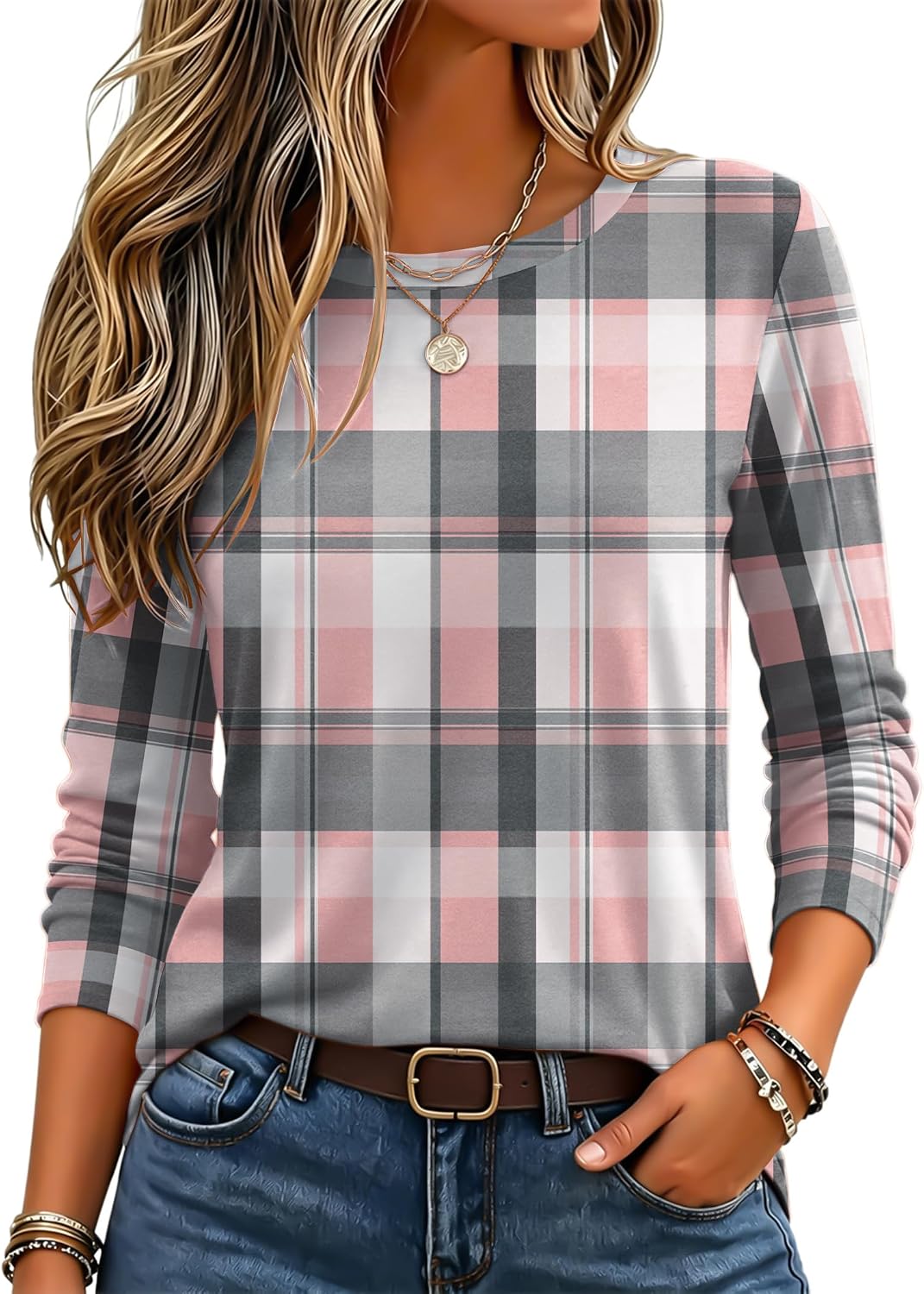 Women Trendy Long Sleeve Tshirts Underscrubs Layer Tee Lightweight Crewneck Plain Shirts