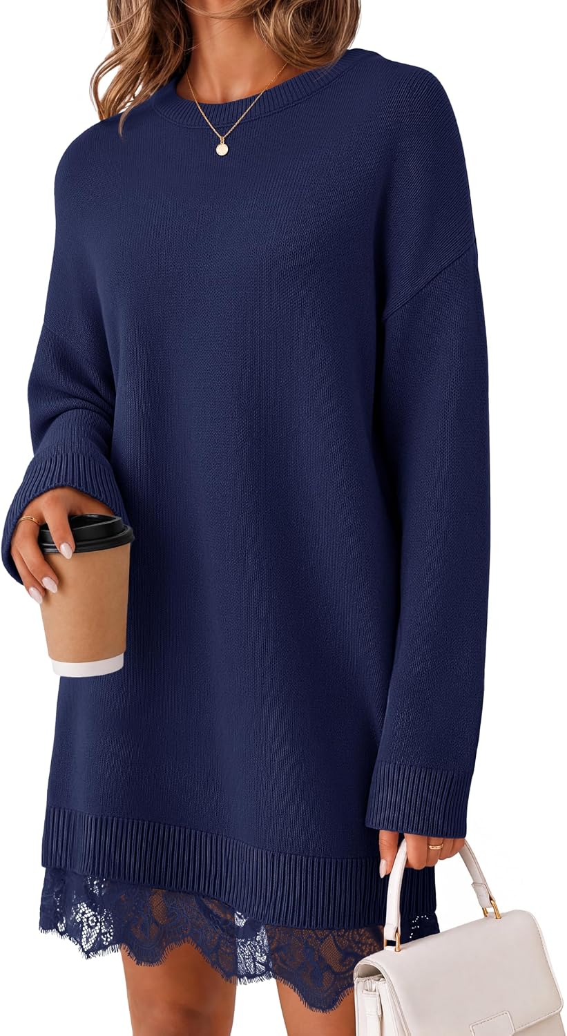 Patchwork. Crew Neck. Above Knee Length. Twofer Pullover. Ribbed. Drop Shoulder. Loose Fit. Soft.