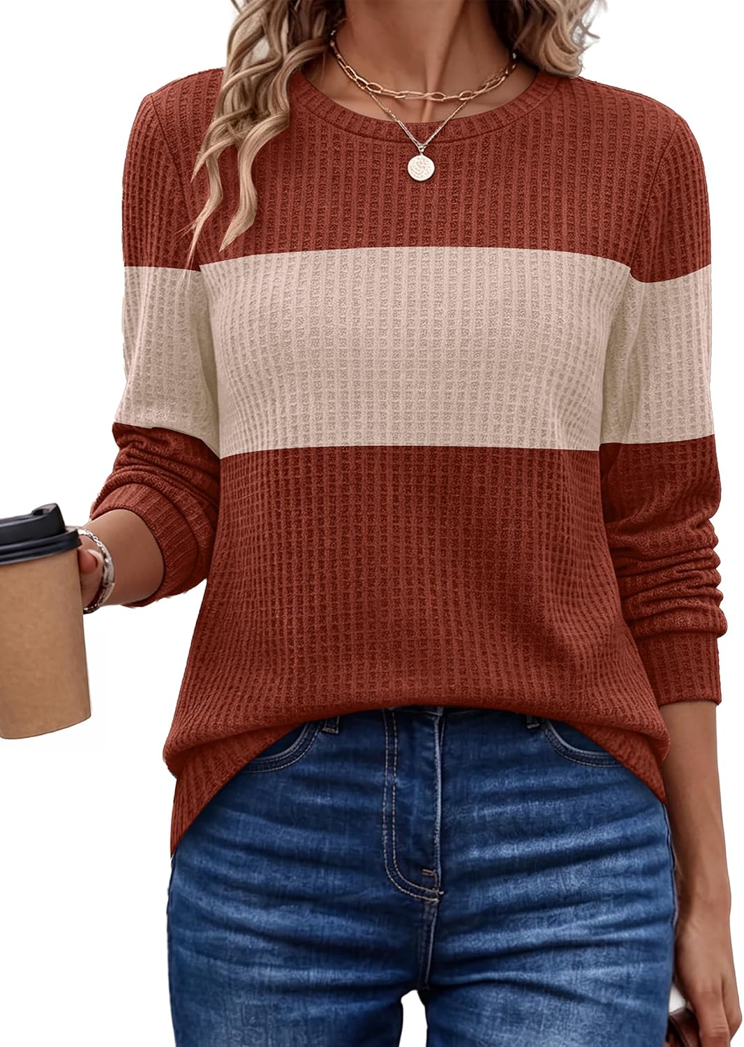 Waffle Knit. Winter Clothing. Sweatshirt for Women. Business Casual Outfits. Holiday. Ladies.