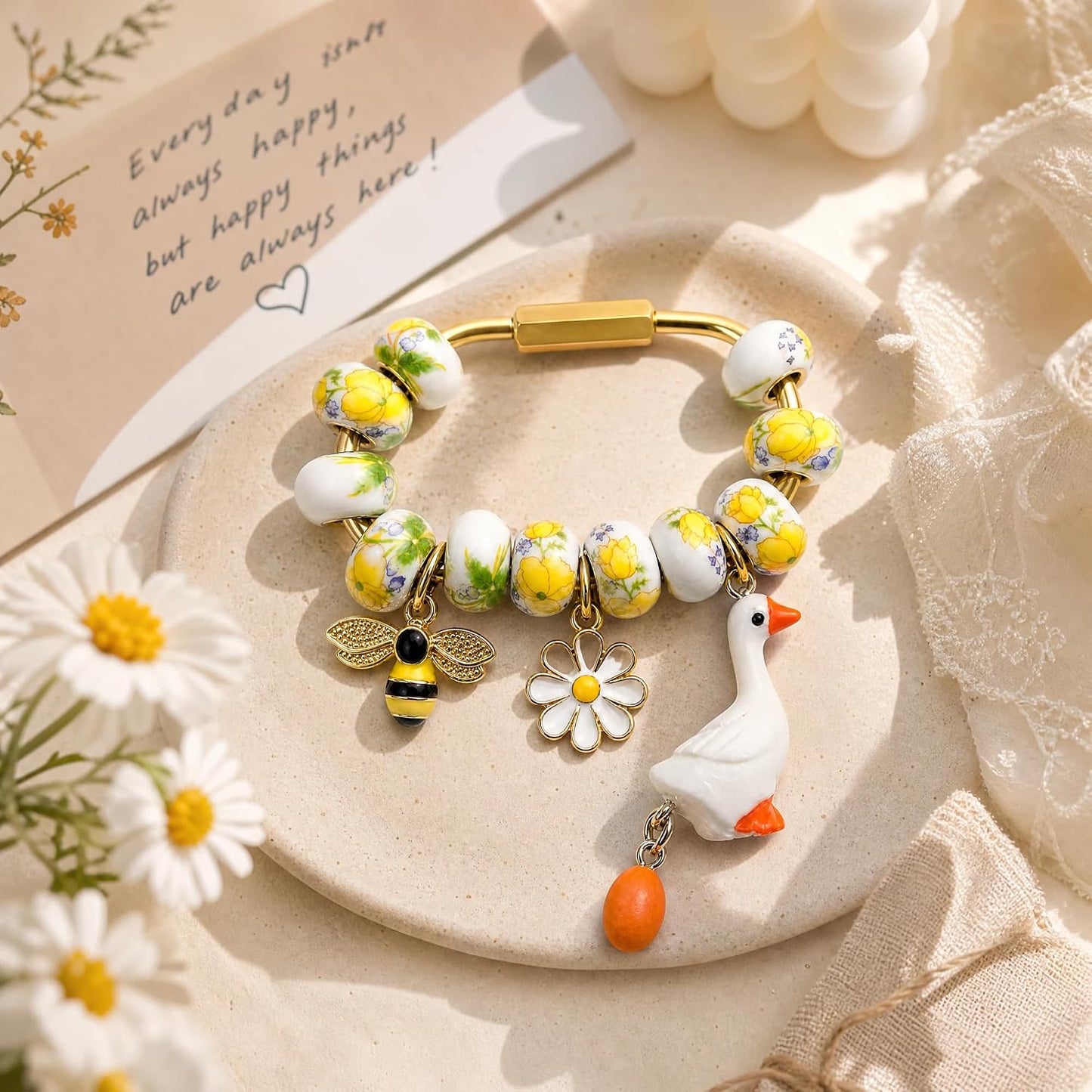 Cute Flower Brass Screw Locking Keychain