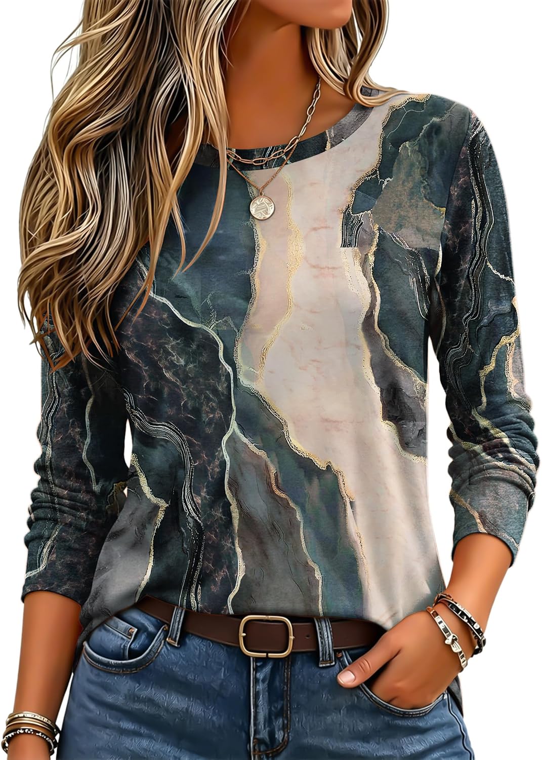 Women Trendy Long Sleeve Tshirts Underscrubs Layer Tee Lightweight Crewneck Plain Shirts