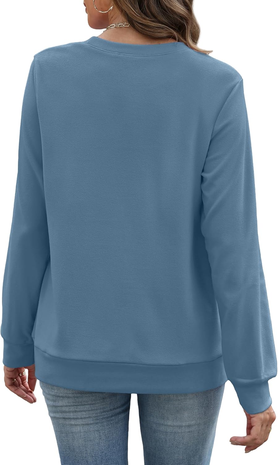 Sweatshirt for Women Plain Long Sleeve Top with Pocket | Ladies Crew Neck Casual Sweaters Outfits