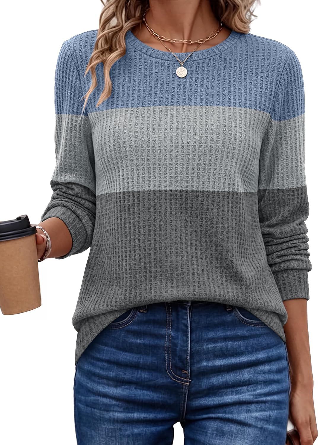 Waffle Knit. Winter Clothing. Sweatshirt for Women. Business Casual Outfits. Holiday. Ladies.