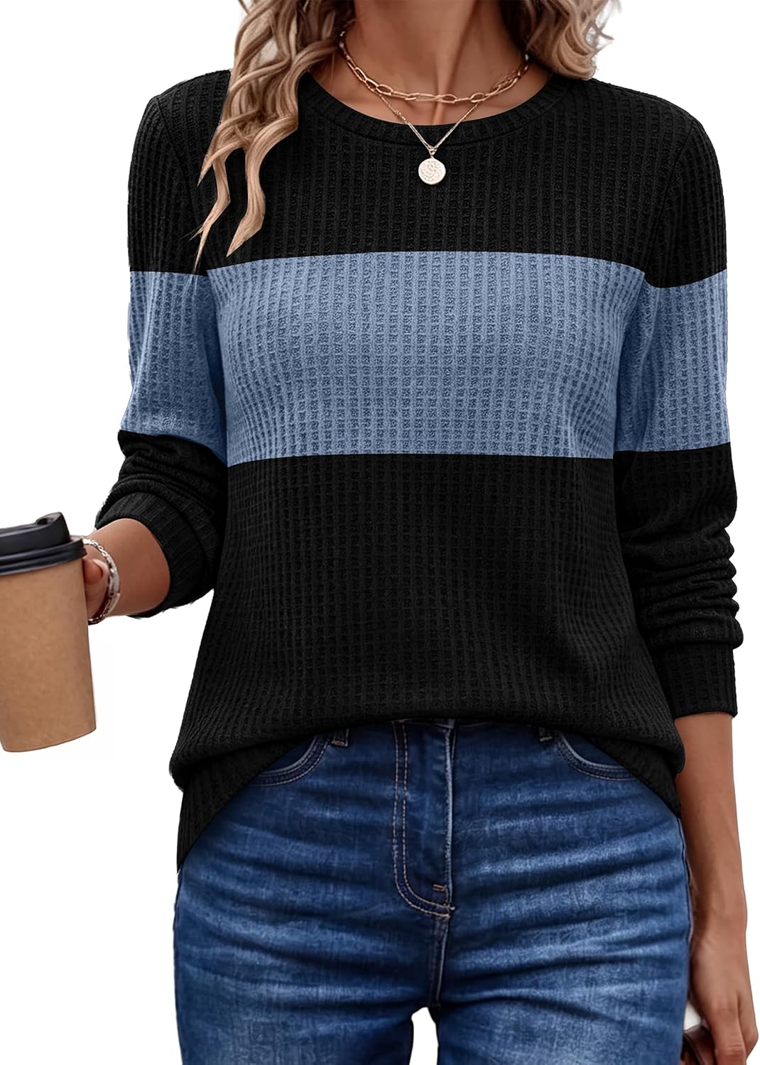 Waffle Knit. Winter Clothing. Sweatshirt for Women. Business Casual Outfits. Holiday. Ladies.