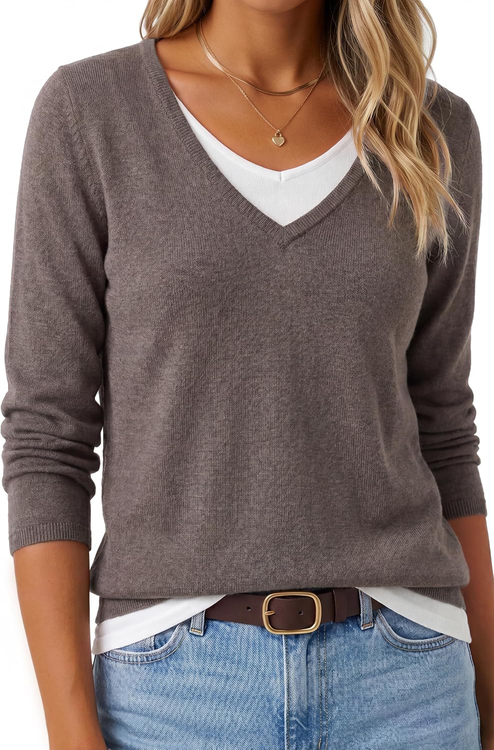 Womens Cashmere Fall Sweater Tops Long Sleeve Casual Trendy Fashion Outfits Gray